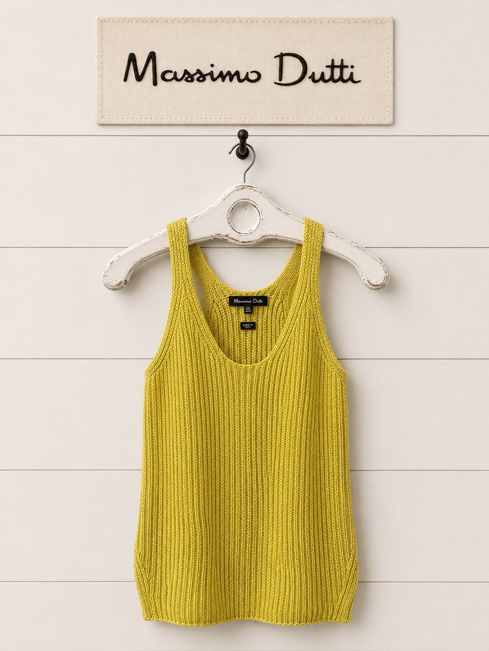 MASSIMO DUTTI - Yellow Ribbed Knit Tank Top - XS